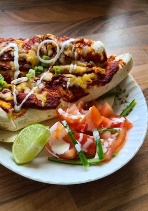 Hình của món Tortilla dạng auflauf, món chay/vegan.