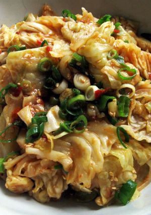 A picture of Spicy Garlic Miso Cabbage.