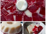 Una foto de postres con leche condensada y frutilla