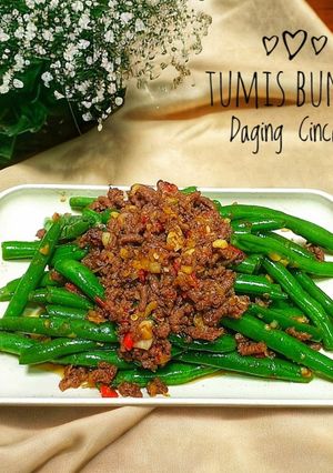 Foto resep Tumis Buncis Daging Cincang 🤍💚🤎