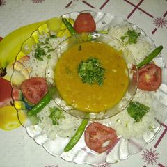 Dhaba style dal tadka with rice A picture of Dhaba style dal tadka with rice.