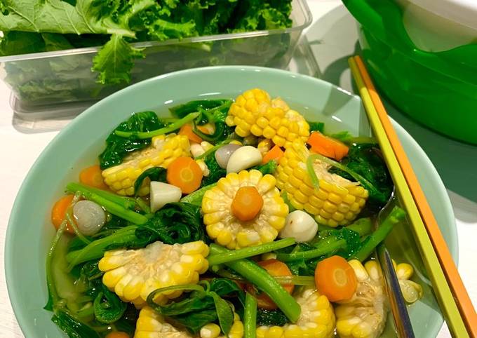 Bagaimana Menyiapkan SAYUR BENING BAYEM, JAGUNG, Bisa Manjain Lidah