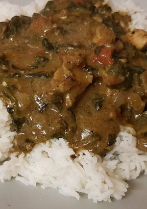 A picture of My Chicken & Spinach Curry with Basmati Rice 😘.