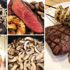 A picture of Grilled Surf and Turf with Mushroom Saute.