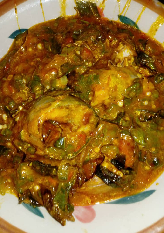A picture of Oha with okro soup.