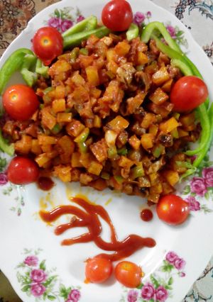 عکسی از دستور خوراک قارچ و سیب زمینی