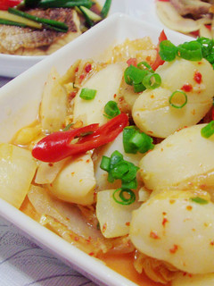 韓式泡菜炒干貝 的食譜成品照片