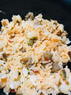 A picture of Omrice or fried rice.