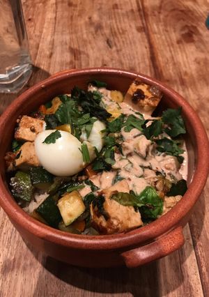 A picture of Tofu, Courgette and Rice Buddha Bowl.