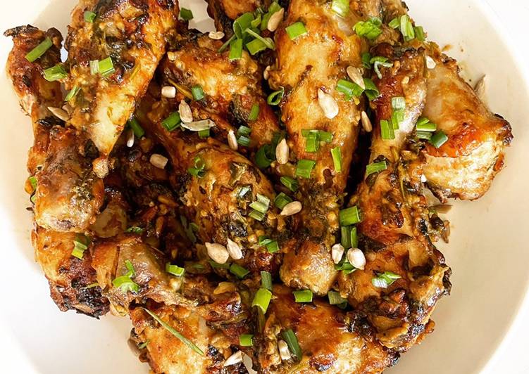 Pollo con mostaza, semillas de girasol y cilantro - en freidora de aire