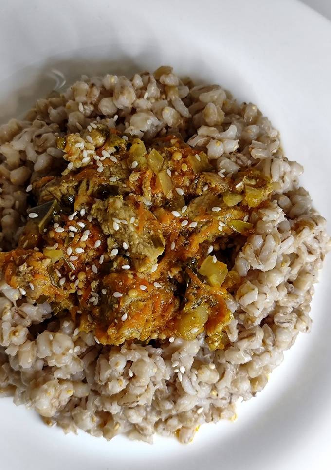 Перлова каша з незвичайною підливою 🍛