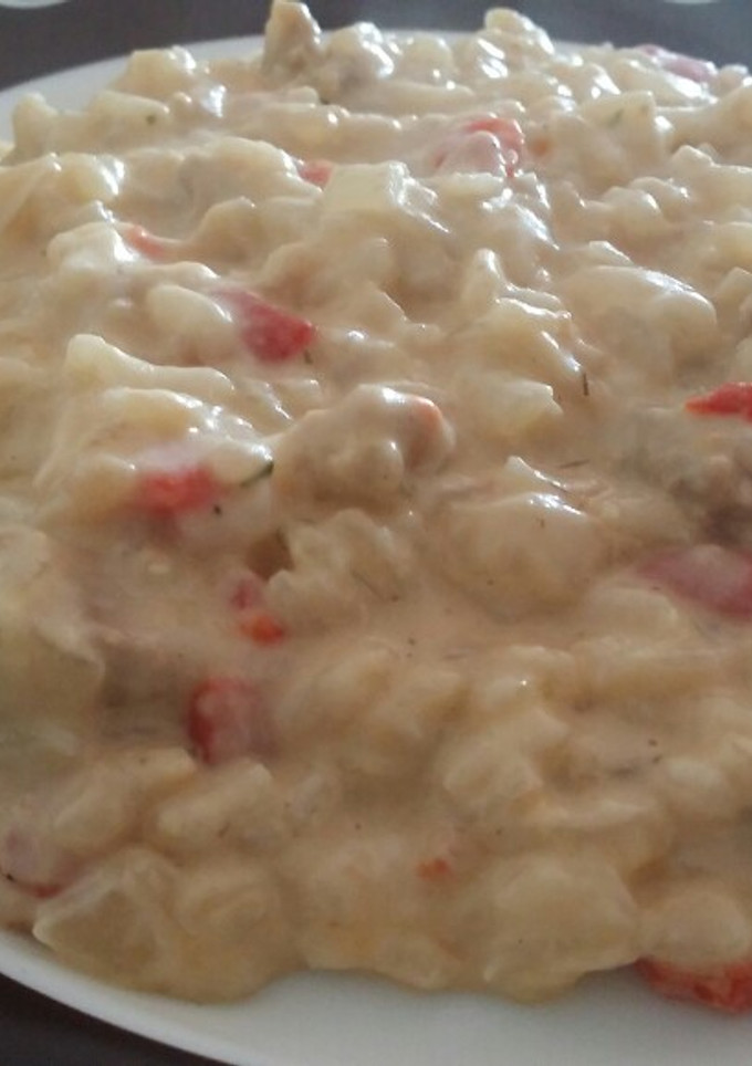 Una foto de Risotto de atún y bacon