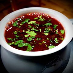 A picture of Beetroot Rasam (Soup).