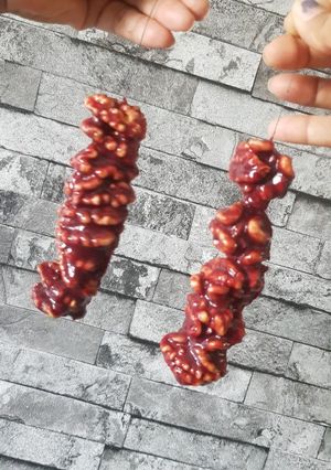 A picture of Georgian walnut churchkhela or walnut candy.