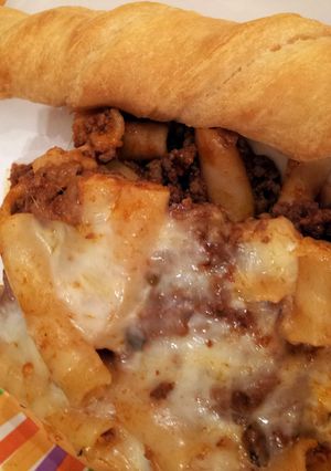 A picture of Baked Meaty Rotini.