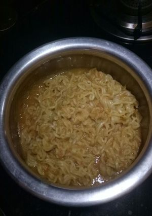 A picture of Maggie in vegetable soup.