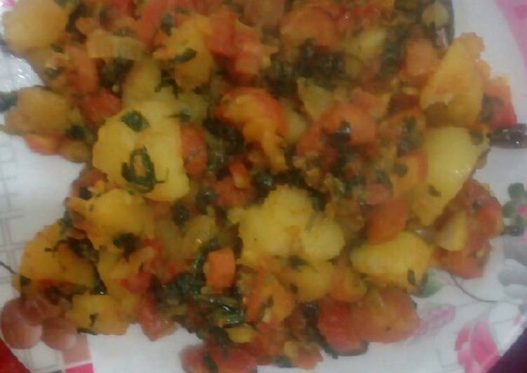 Recipe of Super Quick Aaloo,methi,carrot ki sabji