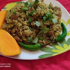 A picture of Soyabean Palak Pulao.