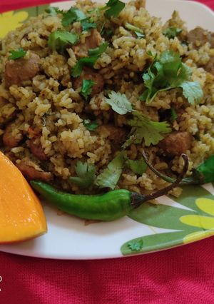 A picture of Soyabean Palak Pulao.