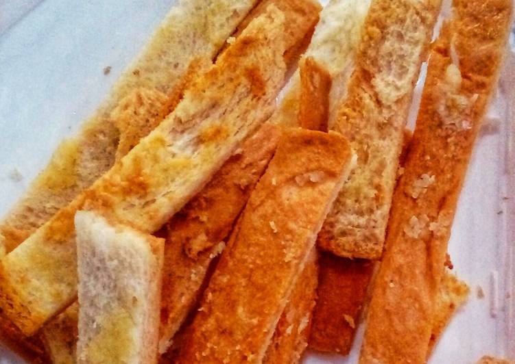 Steps to Prepare Ultimate Cheesy Savoury Crisp from Leftover Sandwich Crusts