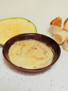 Una foto de Helado de plátano y mango