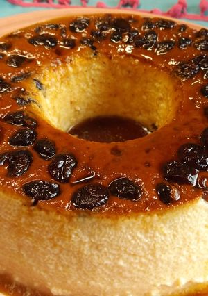 Una foto de Puding de queso mascarpone y arándanos