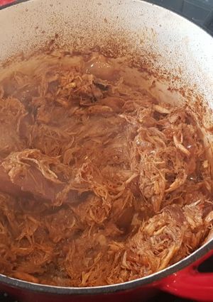 A picture of Slow cooked pulled pork.