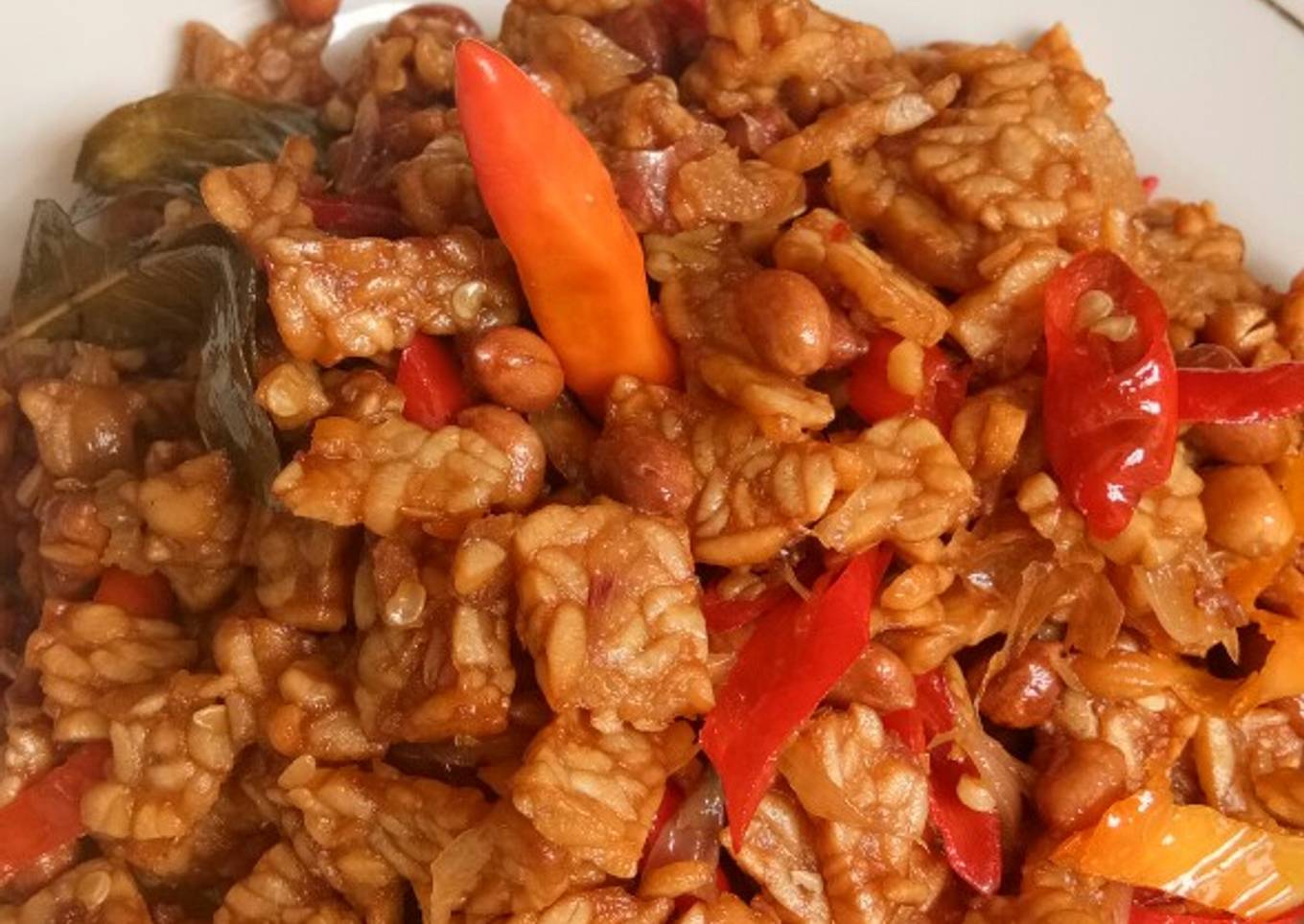 Kering Tempe Kacang Pedas Bumbu Iris. No blender no uleg