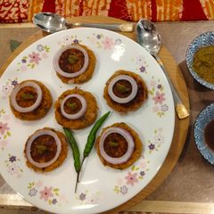 A picture of Soya chura and sattu protein rich tikki for breakfast.