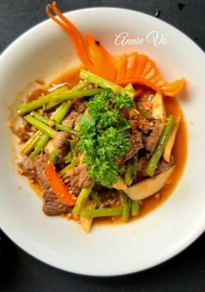 Hình của món Măng tây xào bò.