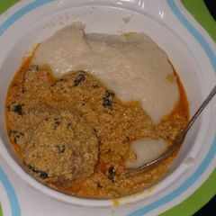 A picture of Delicious semo & egusi.