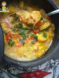 "Uma moqueca arretada" (moqueca de camarão com banana da terra)
