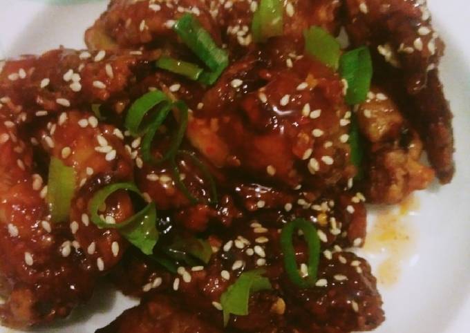 Cara Memasak Spicy korean chiken wings Untuk Pemula