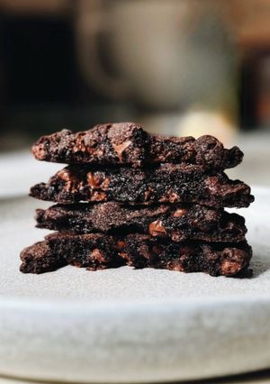A picture of Gooey Double Chocolate Cookies.