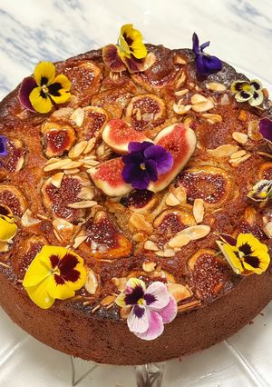 A picture of Fig, honey and almond cake.