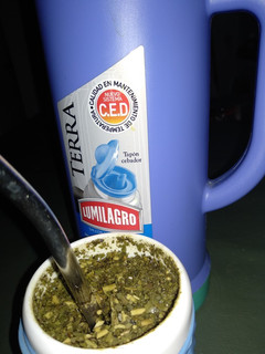 Una foto de Mate para empezar el día con té verde y manzanilla 😺