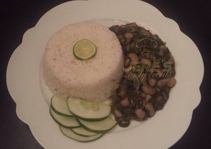 Local rice with vegetable soup
