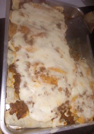 Una foto de Canelones de jamón y queso