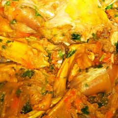 A picture of Wet fried kienyeji chicken.