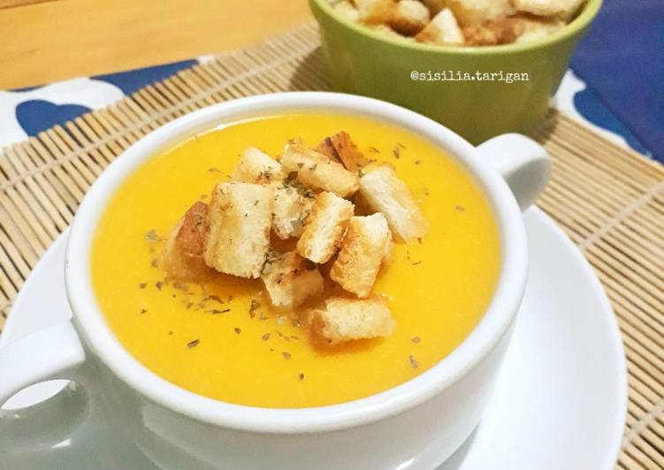 Cara Membuat Pumpkin Soup aka Sup Labu Kuning Yang Renyah
