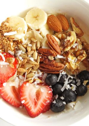 A picture of Hot Multigrain Oats Breakfast Bowl.