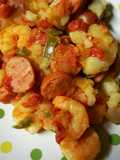 Shrimp and sausage smash potatoes