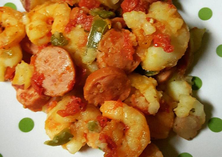 Shrimp and sausage smash potatoes Shrimp and sausage smash potatoes