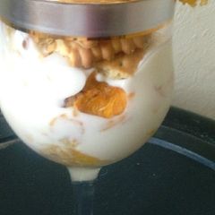 A picture of No bake dessert.orange parfait.