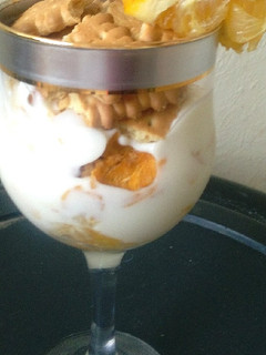 A picture of No bake dessert.orange parfait.