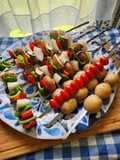 Grilled veggie kabob with baby potatoes and Grilled pineapple