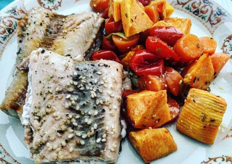 Salmone al sesamo con Verdurine