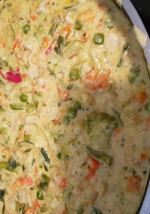 Párolt zöldség sült hallal recept fotója