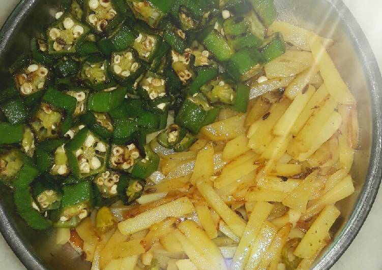 Recipe of Any-night-of-the-week Salted potato &amp; lady finger