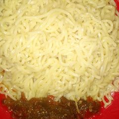 Indomie with sauce A picture of Indomie with sauce.